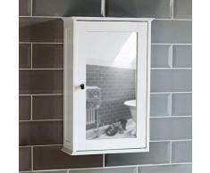 Home Discount Milano baño gabinete Sola Puerta con Espejo montado en la Pared, Color Blanco