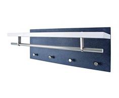 Haku Möbel armario de pared - acero inoxidable acabado en blanco con 4 ganchos, ancho 75 cm