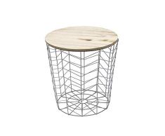 THE HOME DECO FACTORY HD3938 Mesa con Cable, diseño de Chevron, Madera, Gris, 38,50 x 38,50 x 40 cm