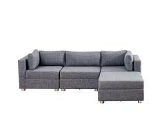 SHIITO | Sofá de 3 Plazas con Chaise Longue Modular | Cojines y Tapicería Máximo Relax y Confort | Modelo Lego - Gris | 95 x 87 x 67 cm