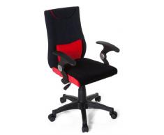 hjh OFFICE 670460 Silla giratoria para niños KIDDY Pro AL Tela Negro/Rojo, Silla de Escritorio Infantil, Soporte Lumbar Integrado, con Apoyabrazos