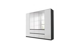 Rauch Möbel Maguncia Armario, Madera de ingeniería, Blanco/Gris metálico, 226/210/54 cm
