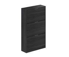 Marca Amazon - Movian Inari Modern - Armario zapatero de 3 puertas, 25 x 75 x 128 cm (gris)
