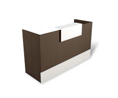 Mesa Mostrador Recepción, Mostrador para Tienda, Oficina, Peluquería, Negocio, etc. Mueble Escritorio para Recepción, Diferentes Tamaños, Color Castaño + Blanco - Ofituria (1200mm)