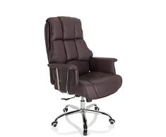 hjh OFFICE 706815 Silla de Escritorio Commander Piel sintética Marrón, Sillón de Oficina con Respaldo Alto, Acolchado Grueso