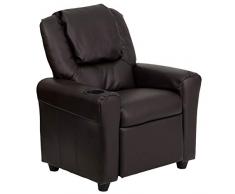 Flash Muebles contemporáneo Beige Vinilo niños reclinable con portavasos y reposacabezas