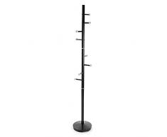 Versa Ruan Perchero de Pie de Estilo Minimalista, con 9 Ganchos o Colgadores para Ropa o Bolsos para el Recibidor, Medidas (Al x L x An) 173 x 28 x 28 cm, Metal, Color Negro