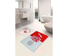 Questo Casa, Base Decorativa, Antideslizante, Juego de tapete de baño Delgado Moderno Lavable de 2 Piezas, Rectangular, Alfombra de baño, Alfombra de baño, 0.9Mc, Pila:4mm, 60x100 Cm, 50x60 Cm