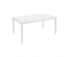 Ipae-Progarden S.P.A. Mesa de Exterior Rectangular, Estructura de Resina Dura Efecto ratán, Made in Italy, 150 x 90 x 72 cm, Color Blanco