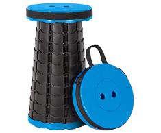Leogreen Taburete Portátil Telescópico Taburete Plegable de Plástico Taburetes Plegables Retráctiles para Pescar Barbacoa Camping Jardinería Cocina Interior, Carga máxima 150Kg, Azul Negro