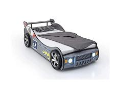 Stella Trading Cama Energy con iluminación LED 90 x 200 cm-Emocionante Cuna de Coche para pequeños Corredores en Color Plata, Engineered Wood, 105 x 60 x 225 cm