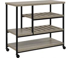 AMERIWOOD Elmwood Multiusos con Ruedas, Roble Gris Envejecido, Carrito de Servir, 91.44 x 43.18 x 86.106 cm