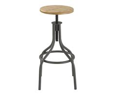 Tomasucci Pajo Grey Taburete Regulable a Tornillo, Madera, caña de Fusil Mate, 45 x 45 x 83 cm