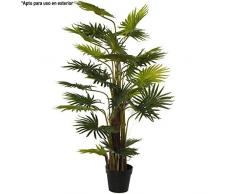 DRW Planta Artificial de una Palmera en Verde de Hojas Finas en Verde 150cm