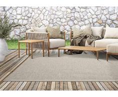 Mias Teppiche Adora - Alfombra Moderna, de Estilo Boho, Apta para Interiores y Exteriores, Especialmente Plana, Ideal para la Cocina y el Comedor, Beige-Gris, 120x160cm
