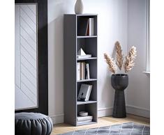 Vida Designs Estantería Oxford de 5 Niveles, estantería de Madera Gris para Oficina, Sala de Estar