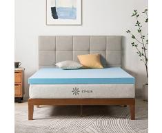 Zinus EU-MGT-300J Cubrecolchón con Gel refrescante de té Verde, Espuma viscoelástica, Azul, 120x190cm