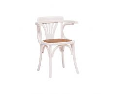 BISCOTTINI INTERNATIONAL ART TRADING Biscottini reposabrazos, 79 x 47 x 44 cm, sillas de Cocina de Madera, Acabado Blanco Envejecido, 79x47x45