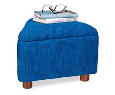 Relaxdays – Taburete Azul Acolchada de algodón triángulo 3 pies reposapiés reposapiés Tejida Mano, Azul