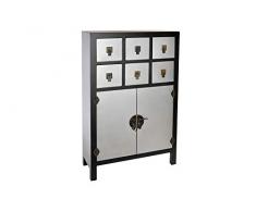 DRW Taquillón cajonera Oriental Madera 6 cajones y Armario con baldas 63X27X101 cm