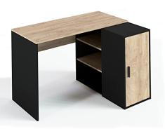 Marca Amazon - Movian - Escritorio esquinero Lodi con almacenamiento, 120 x 90 x 77 cm, color roble/negro