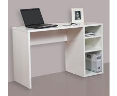 HOGAR 24 Mesa Escritorio Estudio con 3 Estantes, Blanco, 120X75X50