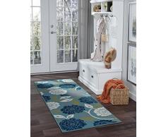 Universal Rugs Peony Floral Camino de transición Accent Alfombra, Aqua, 221 x 79 cm
