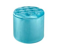 Baroni Home Puff - Reposapiés con Zapatero Interior, Puff de Terciopelo para Zapatos, Color Turquesa, diámetro 50x42 cm