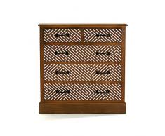 Versa 21080060 Comoda Severn con 5 cajones, Madera de Pino de Nueva Zelanda, Marrón, Blanco y Negro, 83 x 35,5 x 78,5 cm
