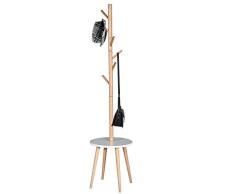 Bakaji Perchero de Madera con diseño de Perchero con 6 Ganchos para colgadores de Ropa y Base de Mesa de Centro Dimensión 40 x 40 x 170 cm