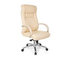 hjh OFFICE 724010 Silla giratoria XXL G 600 Piel sintética Beige, Silla de Oficina, Respaldo Alto, hasta 150kg, Robusto