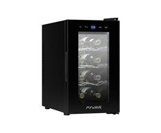 MY WAVE - Vinoteca para 8 Botellas - Selector Manual de Temperatura - Potencia de 65W - Rango de 11 ºC a 18 ºC - Vinoteca con Sistema Antivibración y Funcionamiento Silencioso - Patas Regulables