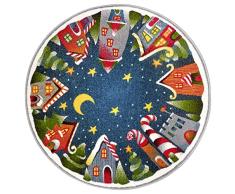 Hanse Home Design Christmas Village - Alfombra Infantil (80 cm, Redonda, Pelo Suave, Colores Vivos, Ideal para la habitación de los niños, Resistente y fácil de cuidar), diseño de Navidad, Color Azul