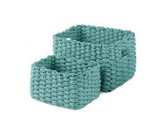 Compactor Home Storage Set 2 cestas rectangulares con asas, Color verde agua, Fabricadas en papel trenzado, Tamaño: 21 x 16 x 14 / 17 x 14 x 10 cm, RAN7419