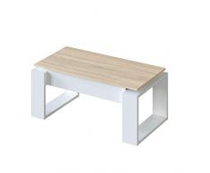 Mesa de Centro elevable, Mesita para Salon, Mesa Auxiliar, Modelo Nova, Acabado en Color Blanco Artik y Roble Canadian, Medidas: 105 cm (Largo) x 55 cm (Ancho) x 45-54 cm (Fondo)