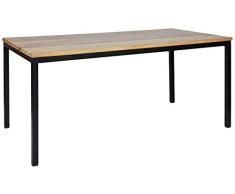 Better & Best 2341433 Mesa de comedor rectangular con tapa de madera natural y patas de hierro negras