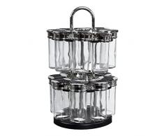 JE CHERCHE UNE IDEE CMKB5669 ESPECIERO Giratorio 2 Pisos, Transparente y Negro, 19 cm
