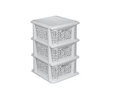 BranQ - Home essential Estantería Universal Multifuncional con diseño de bambú, sin bisfenol A, 3 cestas, Color Crema