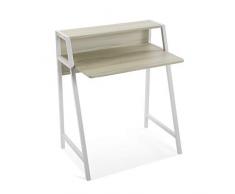 Versa 21300010 Mesa Escritorio Brest, Madera, Blanco y marrón, 89 x 50,5 x 75 cm