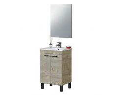 ARKITMOBEL Mueble de Baño con 2 Puertas y Espejo, Modulo Lavabo, Modelo PM, Acabado en Roble Alaska, Medidas: 50 cm (Ancho) x 80 cm (Alto) x 40 cm (Fondo)