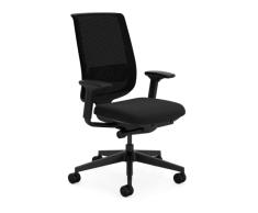Steelcase Reply Air Silla de Oficina Ergonómica de Altura Ajustable con Soporte Lumbar y brazos Ajustables, mecanismo reclinable, Respaldo de Malla Negra Transpirable y cómodo asiento en tejido onyx