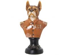 DRW Figura de un Busto de Perro con Uniforme de Resina con Multiples Colores 16x11x30cm