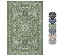 Hanse Home Alfombra de Tejido Plano para Interior y Exterior, Alfombra Durban, diseño Moderno Oriental, patrón detallado para Dormitorio, Cocina, salón, terraza, Verde/Crema, 160 x 230 cm