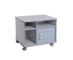 Rocada - Mueble Auxiliar de Oficina - Armario Multifuncional de Oficina Móvil - Soporte para Impresora con Ruedas - Mueble Archivador Color Gris - 72 x 58 x 59 cm