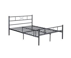 HOMYLIN Marco de Cama Doble con cabecera/pie de Cama, Base de Cama de Metal Pesado Mejorado con Almacenamiento, Dormitorio, Color Negro