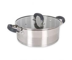 Quttin - Cacerola Profesional Induccion, Cocina Horno Acero Inoxidable Antiadherente. Cazuela Mediana Con Tapa. Apta Para Todo Tipo de Cocinas. Inducción, Gas, Vitro. Cacerola 26 cm. Modelo Heleom