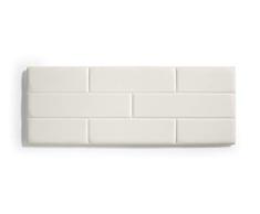 ECCOX - Cabecero de Cama Efecto Ladrillo en Polipiel - Cabezal Tapizado en Polipiel con Acolchado de Espuma y Refuerzo Trasero - Color Blanco - 112 cm para Camas de 105 cm