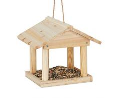 Relaxdays Casita Colgante para pájaros, Comedero de jardín, Madera, Marrón, 22 x 26 x 22 cm