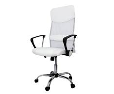 La Silla Española Santander Oficina con Reposacabezas, Piel_sintética, Blanco, 52x55x118 cm