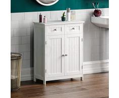 Home Discount Priano - Armario de baño para Debajo del Lavabo, se coloca de pie sobre el Suelo, para Almacenamiento, Color Blanco, 2 cajones, 2 Puertas